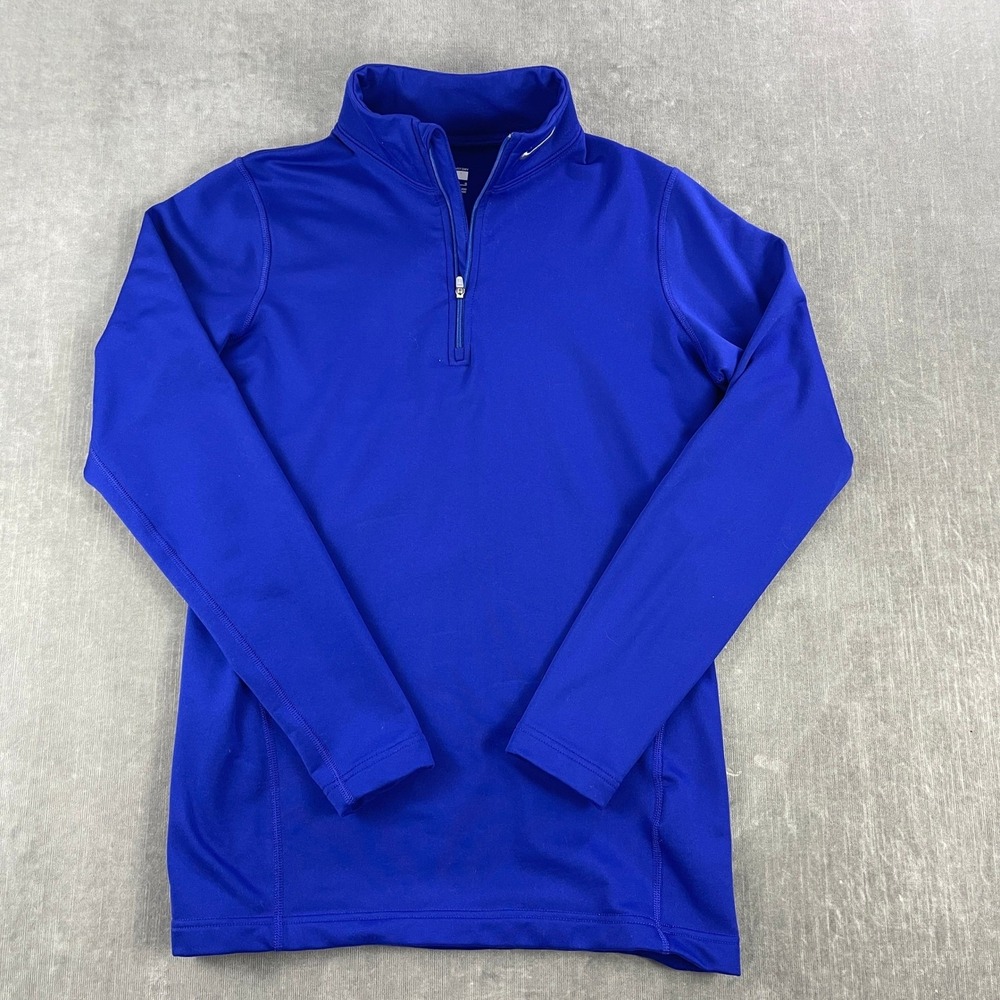 Nike Youth 12-14 Large Royal Blue Quarter Zip Pullover Fit Dry Athletic Top